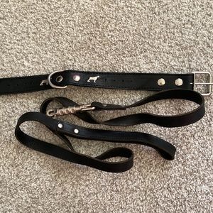 NEW never used set: leather collar and leash